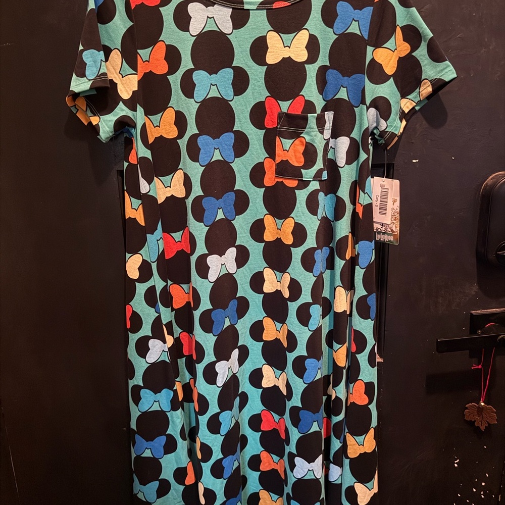 LuLaRoe Black Blue Casual Short Sleeve Midi Dress